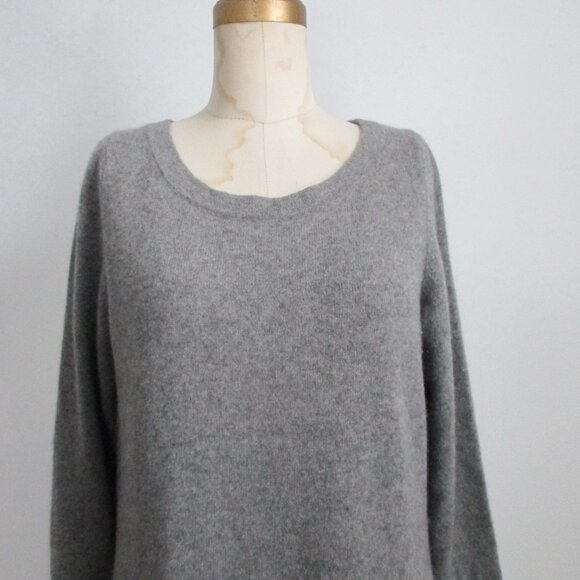 Grey Cashmere Pullover Sweater Tunic Length 3/4 Sleeves - Picture 4 of 7